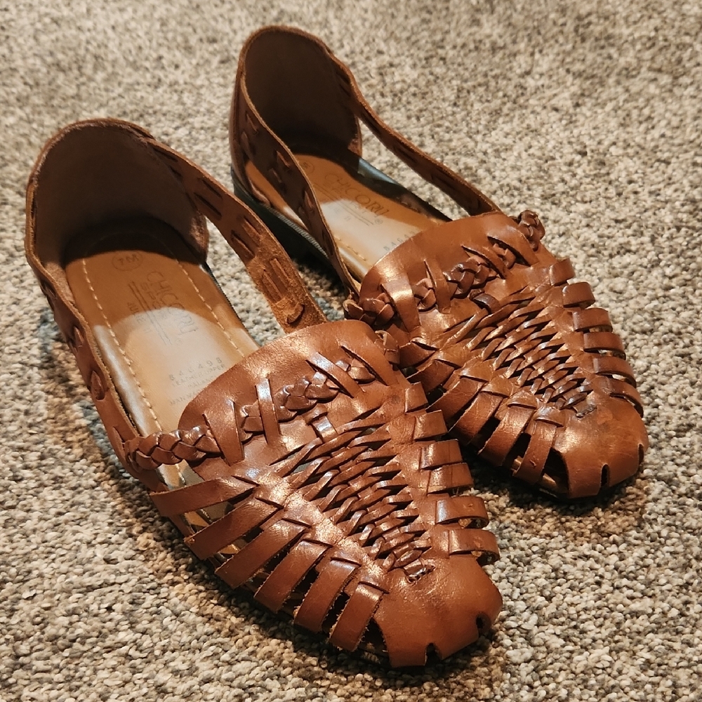 Vintage Women's Chicory Sport Brown Woven Leather Flats